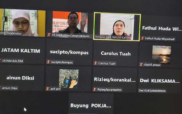 Jumpa Pers secara daring KOMPAK terkait upaya hukum Kasasi dalam kasus petaka tumpahan Minyak di Teluk Balikpapan tahun 2018. (foto : LVL)