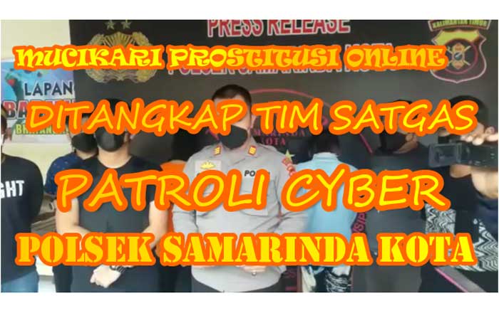 Tim Satgas Patroli Cyber Polsek Samarinda bekuk terduga pelaku prostitusi online dan mucikari. (foto : Setyo)