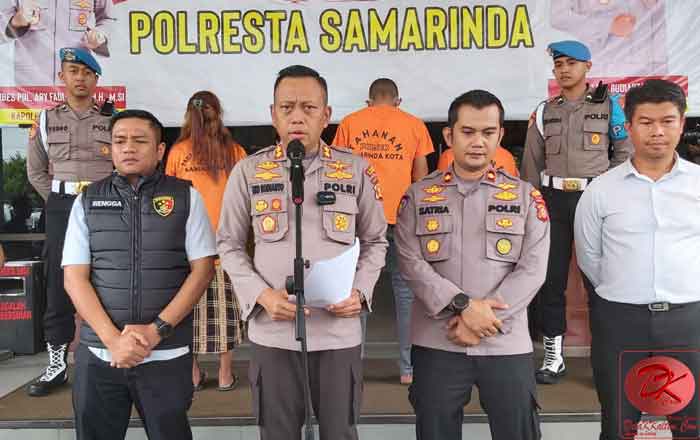 Wakapolresta Samarinda AKBP Eko Budianto dalam jumpa Pers menyampaikan terjadinya TPPO dan TPPA di wilayah hukum Polresta Samarinda. (foto: LVL)