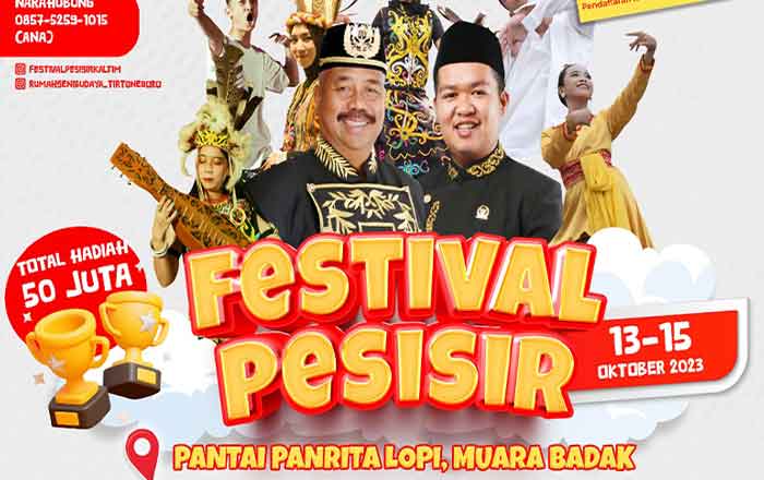 Tirtonegoro Art Festival berkolaborasi Pemkab Kukar akan menggelar Festival Pesisir 2023 di Pantai Panrita Lopi, Kecamatan Muara Badak, 13-15 Oktober mendatang. (foto: Diskominfo Kukar)