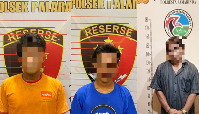 Tiga dari empat Tersangka kasus Narkoba di wilayah hukum Polresta Samarinda pada pekan Ke-4 Januari 2024. (foto: Exclusive)